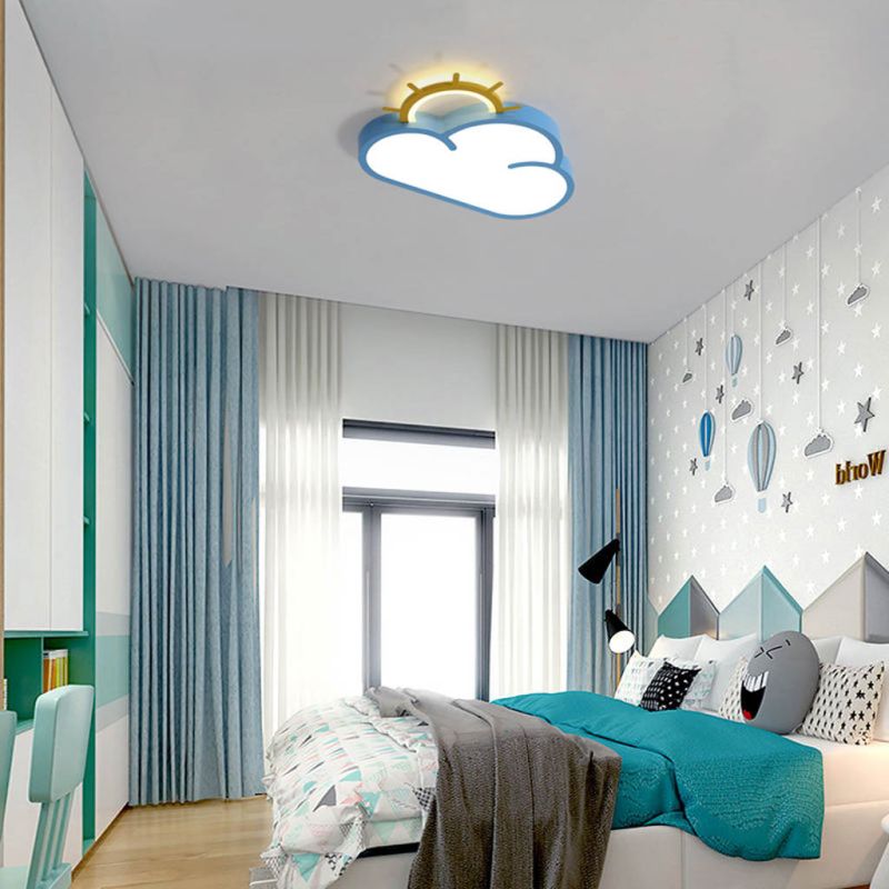Lampa LED sufitowa plafon do pokoju dziecięcego ściemniana + pilot chmurka niebieska - obrazek 10