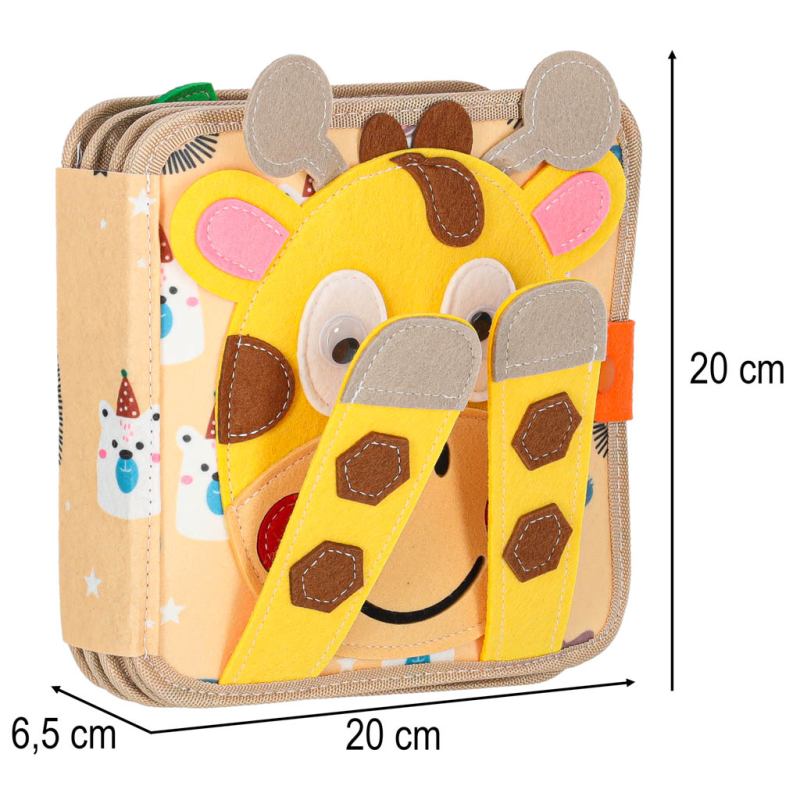Książeczka sensoryczna edukacyjna filcowa 3D manipulacyjna ruchome elementy żyrafa - obrazek 13