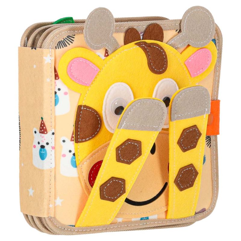 Książeczka sensoryczna edukacyjna filcowa 3D manipulacyjna ruchome elementy żyrafa - obrazek 14