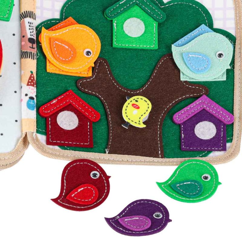 Książeczka sensoryczna edukacyjna filcowa 3D manipulacyjna ruchome elementy żyrafa - obrazek 9