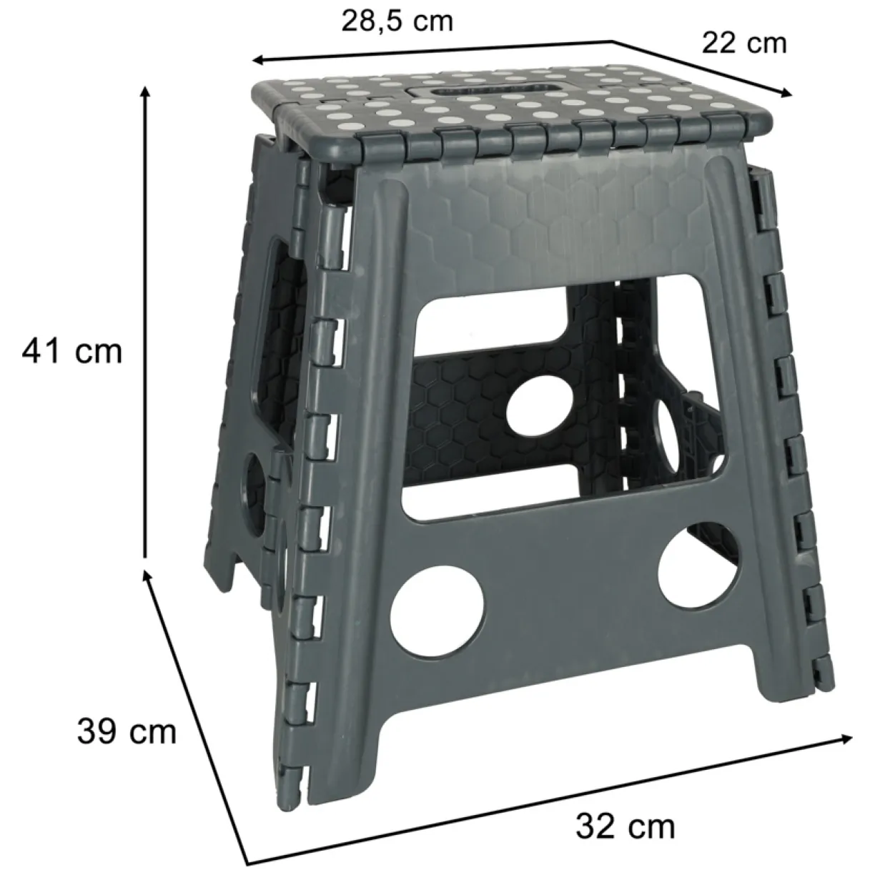 Stołek taboret składany antypoślizgowy 39,5 cm ciemny szary - obrazek 3