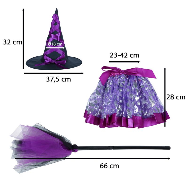 Kostium strój karnawałowy przebranie czarownica wiedźma 3 elementy fioletowy - obrazek 6