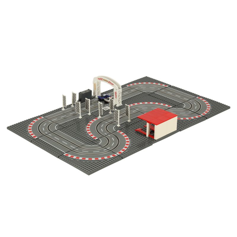 Tor wyścigowy samochodowy elektryczny policyjny 2 auta autka kontrolery zakręty klocki konstrukcyjne GD-02 - obrazek 5
