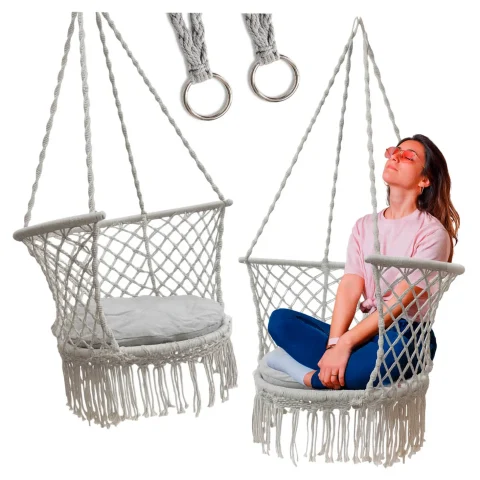 Huśtawka ogrodowa bocianie gniazdo z oparciem ogrodowa szare 80 cm 150 kg