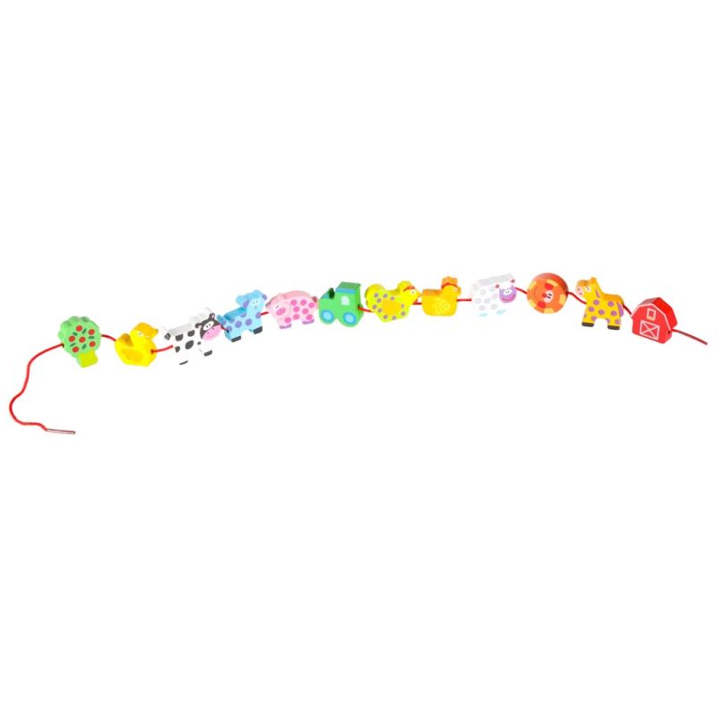 Klocki drewniane do nawlekania tablica plansza farma zwierzęta - obrazek 6