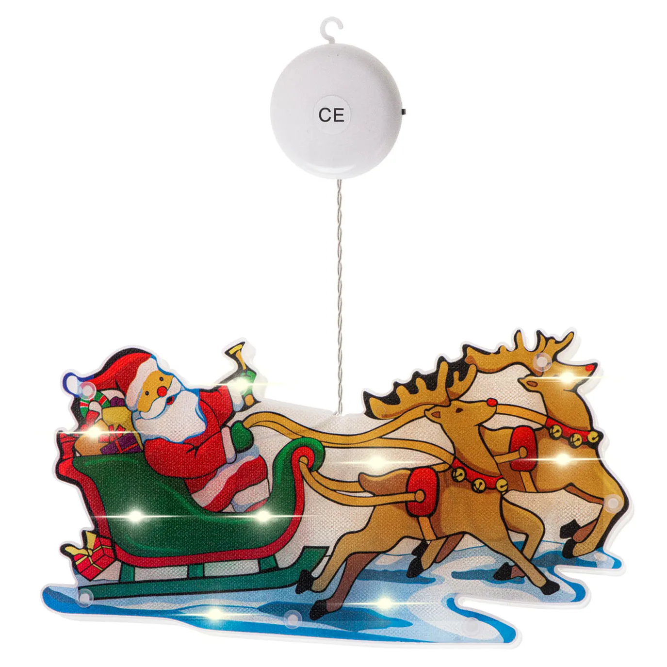 Lampki LED wisząca ozdoba dekoracja okna świąteczna przyssawka sanie Mikołaja - obrazek 8