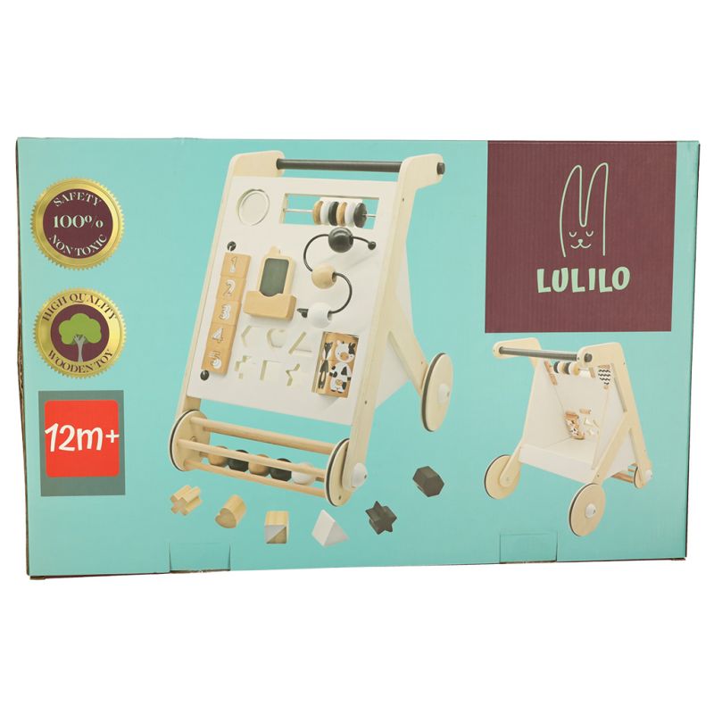 Pchacz dla dziecka chodzik drewniany tablica manipulacyjna sorter - obrazek 14