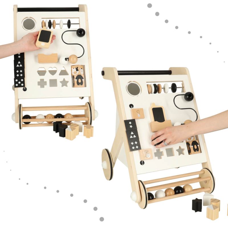 Pchacz dla dziecka chodzik drewniany tablica manipulacyjna sorter - obrazek 6