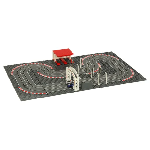 Tor wyścigowy samochodowy elektryczny policyjny 2 auta autka kontrolery zakręty klocki konstrukcyjne GD-02