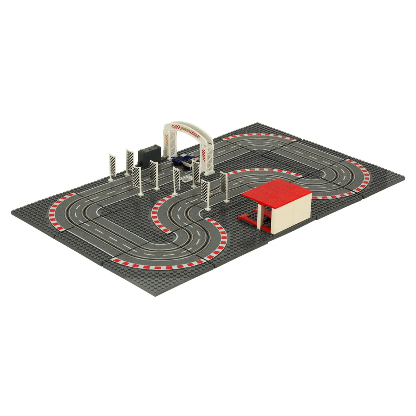 Tor wyścigowy samochodowy elektryczny policyjny 2 auta autka kontrolery zakręty klocki konstrukcyjne GD-02 - obrazek 5