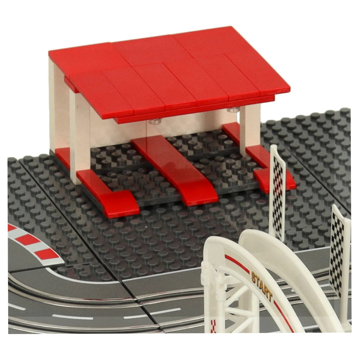 Tor wyścigowy samochodowy elektryczny policyjny 2 auta autka kontrolery zakręty klocki konstrukcyjne GD-02 - obrazek 7