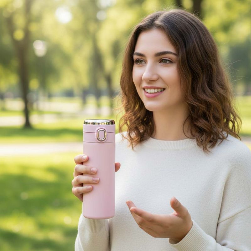 Kubek termiczny z ustnikiem termos LED 350ml róż - obrazek 10