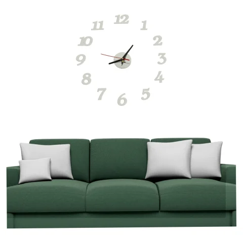 Zegar ścienny naklejany DIY regulowany nowoczesny srebrny 12 godzin