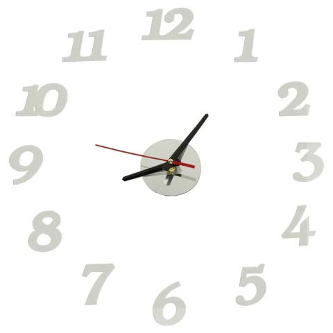 Zegar ścienny naklejany DIY regulowany nowoczesny srebrny 12 godzin