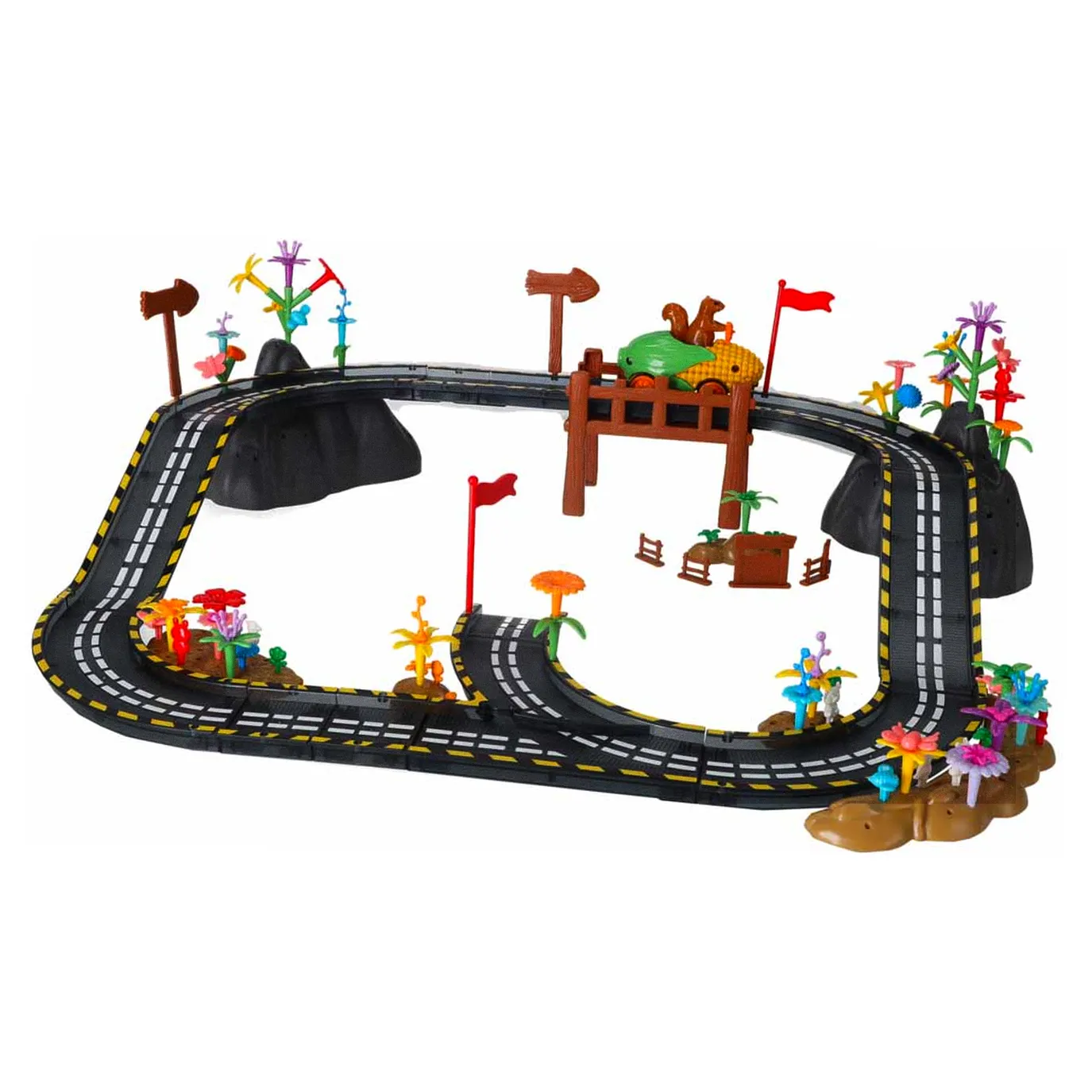 Klocki magnetyczne tor wyścigowy samochodowy 1 pojazd świecący 153 elementy