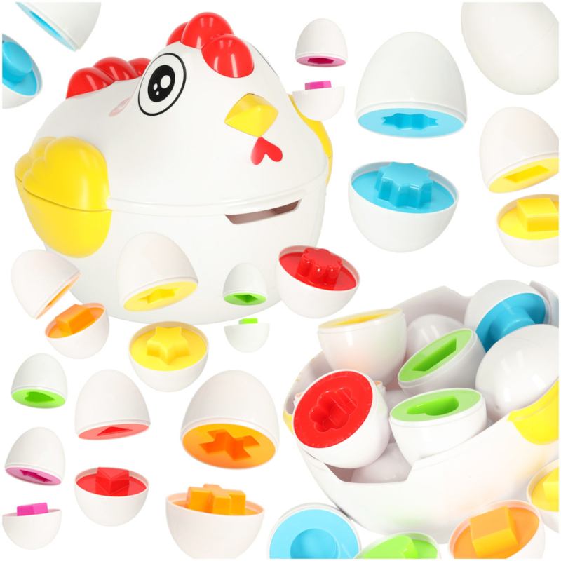 Układanka edukacyjna dopasuj kształty jajka 12 szt. kura