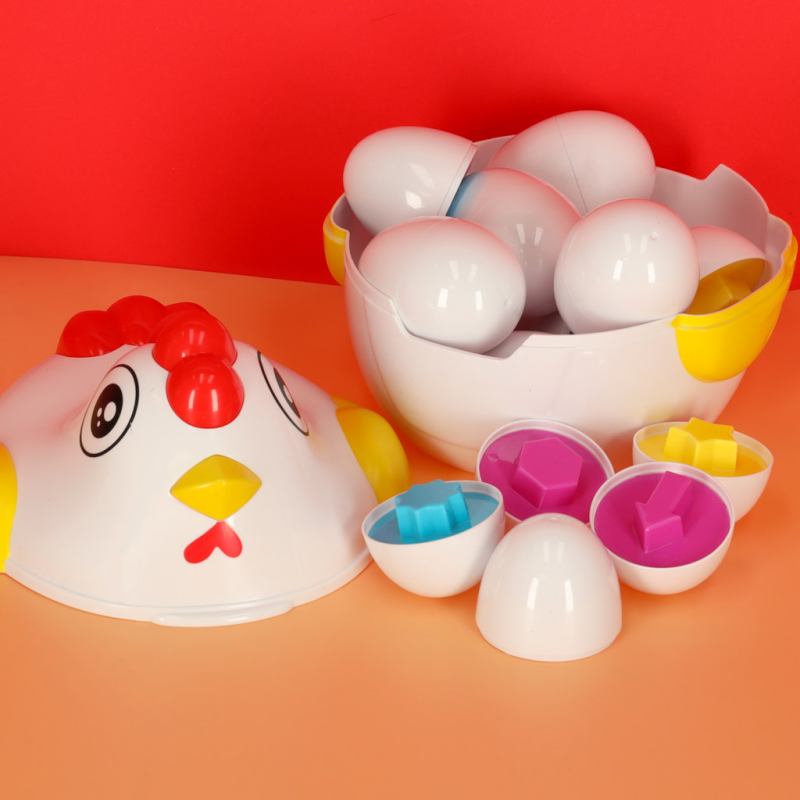 Układanka edukacyjna dopasuj kształty jajka 12 szt. kura - obrazek 10