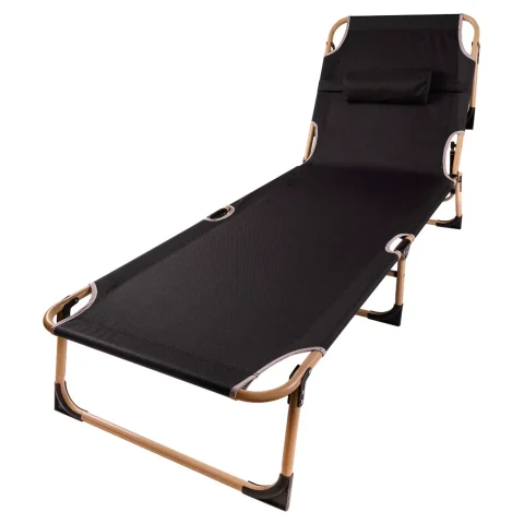 Łóżko polowe LUARO składane turystyczne kanadyjka leżanka z regulacją 193 cm szare