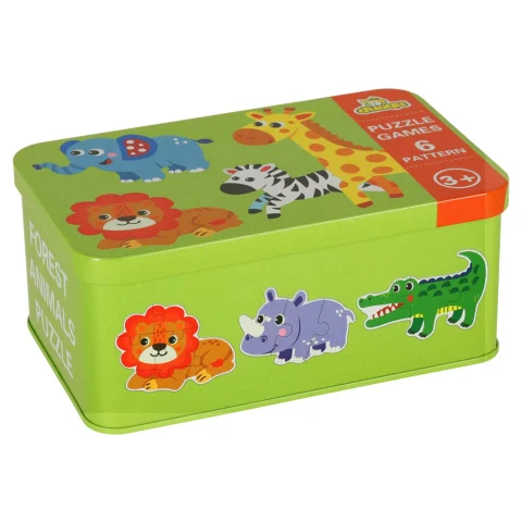Puzzle dla dzieci układanka w puszce zwierzątka safari 25 puzzli 6 obrazków
