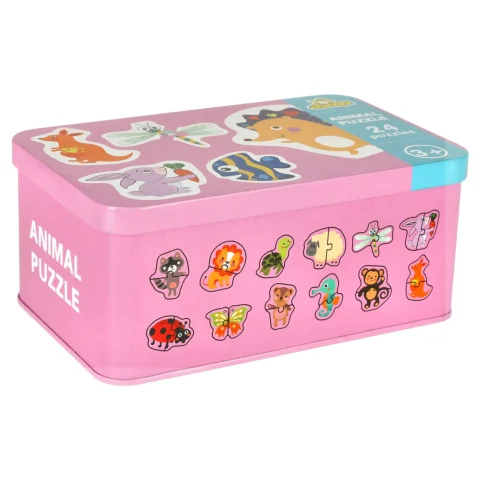 Puzzle dla dzieci układanka w puszce zwierzątka 48 puzzli 24 obrazki