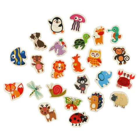 Puzzle dla dzieci układanka w puszce zwierzątka 48 puzzli 24 obrazki
