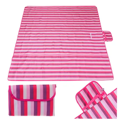 Mata plażowa wodoodporna koc piknikowy plażowy składany torba XXL 200x200cm różowa