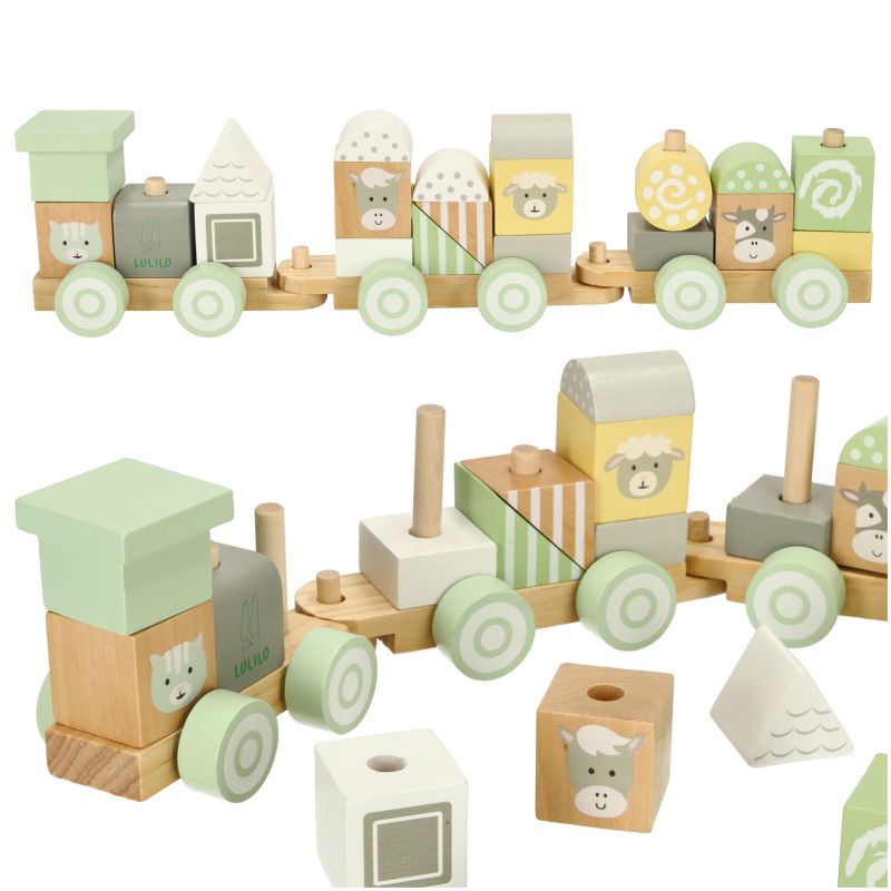Pociąg kolejka drewniana LULILO Vico pastelowy - obrazek 6