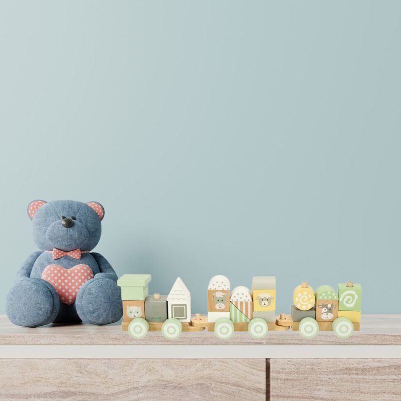 Pociąg kolejka drewniana LULILO Vico pastelowy - obrazek 7