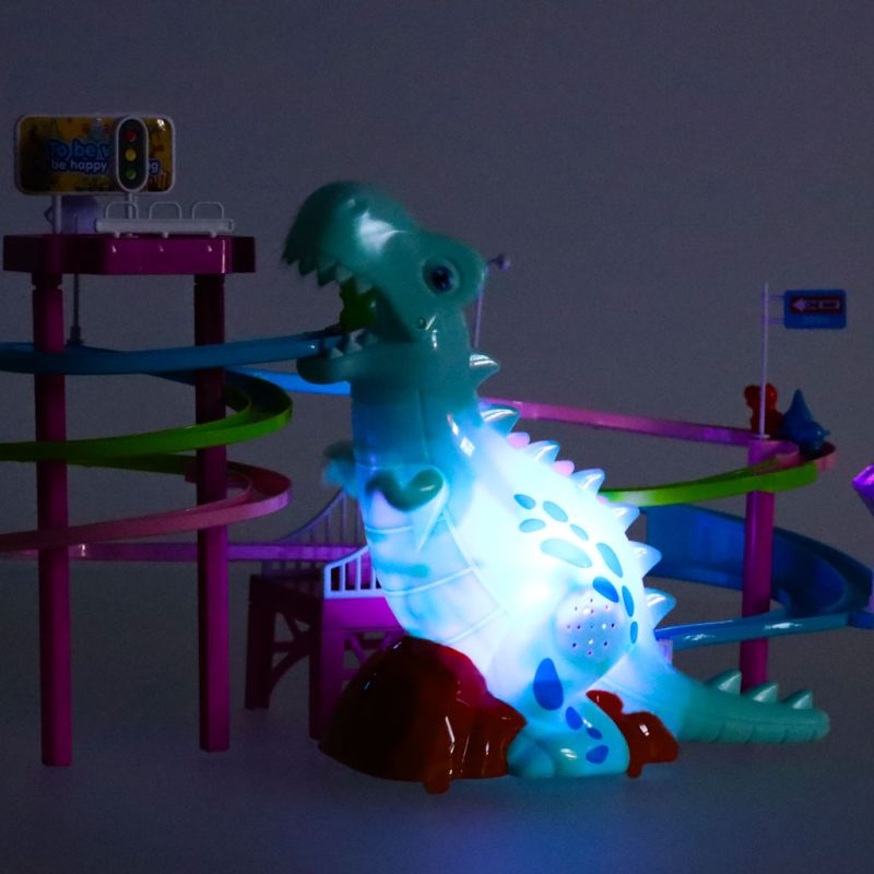 Tor wyścigowy dinozaur zjeżdżalnia ruchome schody LED dźwięk - obrazek 13