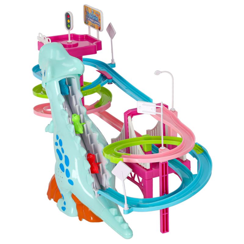 Tor wyścigowy dinozaur zjeżdżalnia ruchome schody LED dźwięk - obrazek 4