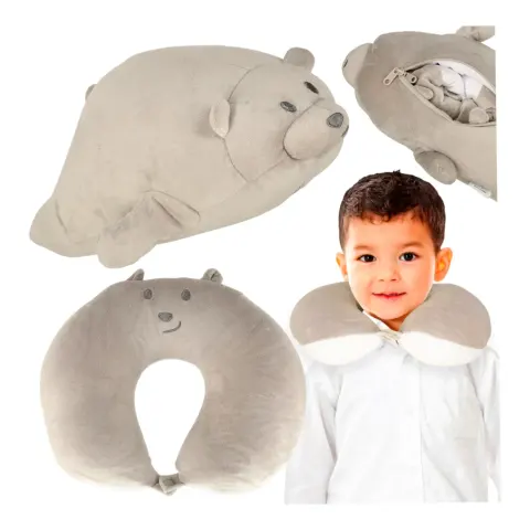 Poduszka podróżna 2w1 rogal pod kark do samolotu samochodu maskotka miś