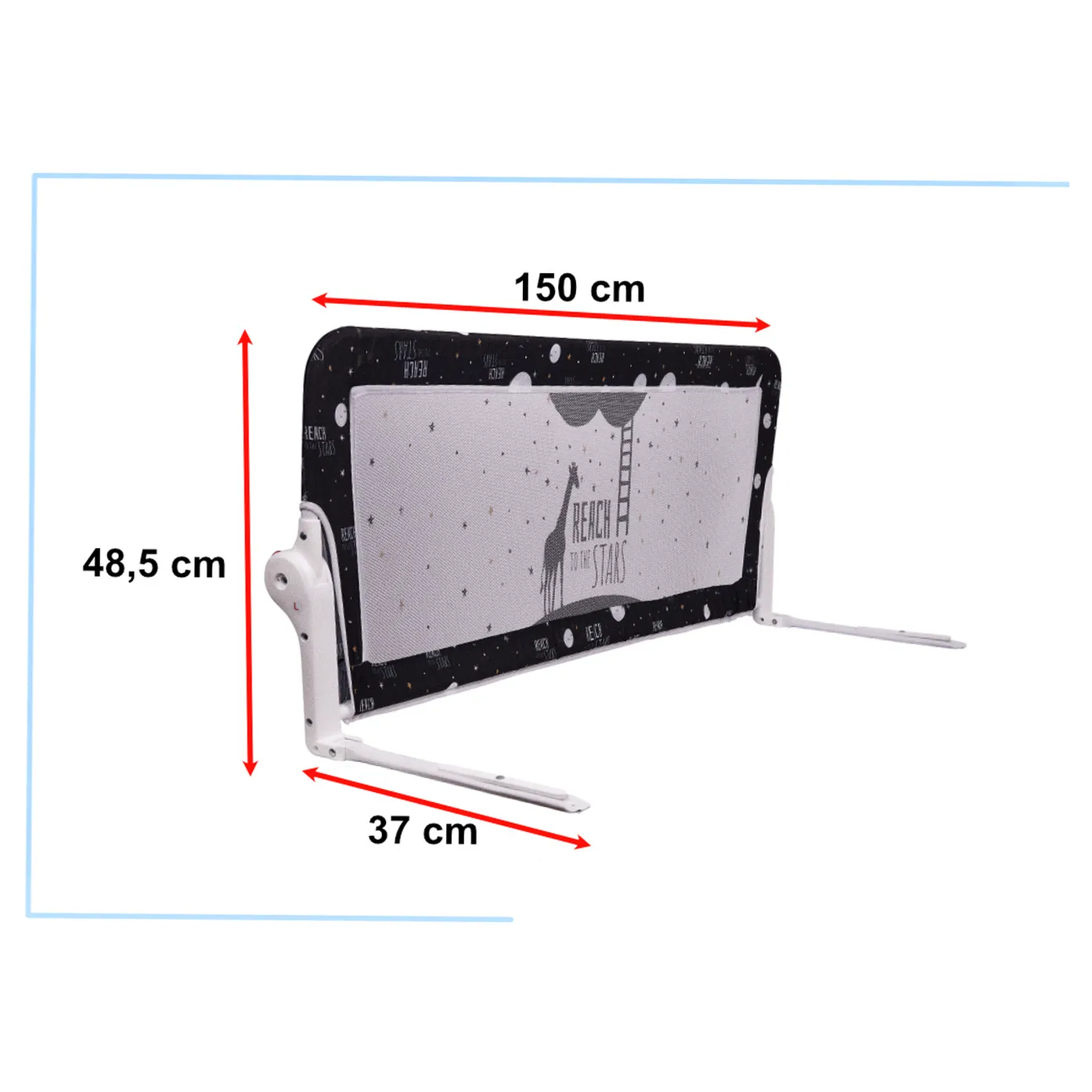 Barierka osłona ochronna do łóżka otwierana150cm czarna - obrazek 5