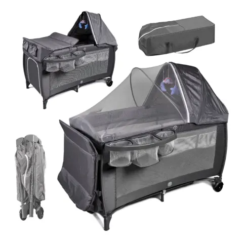 Łóżeczko dziecięce turystyczne składane kojec materac dla dzieci dwupoziomowe przewijak