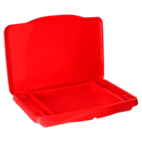 Stolik samochodowy do auta podróżny przenośny składany dla dzieci ze schowkiem czerwony