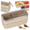 Lunch box śniadaniówka pudełko śniadaniowe z przegródkami dzielone 750ml beżowe