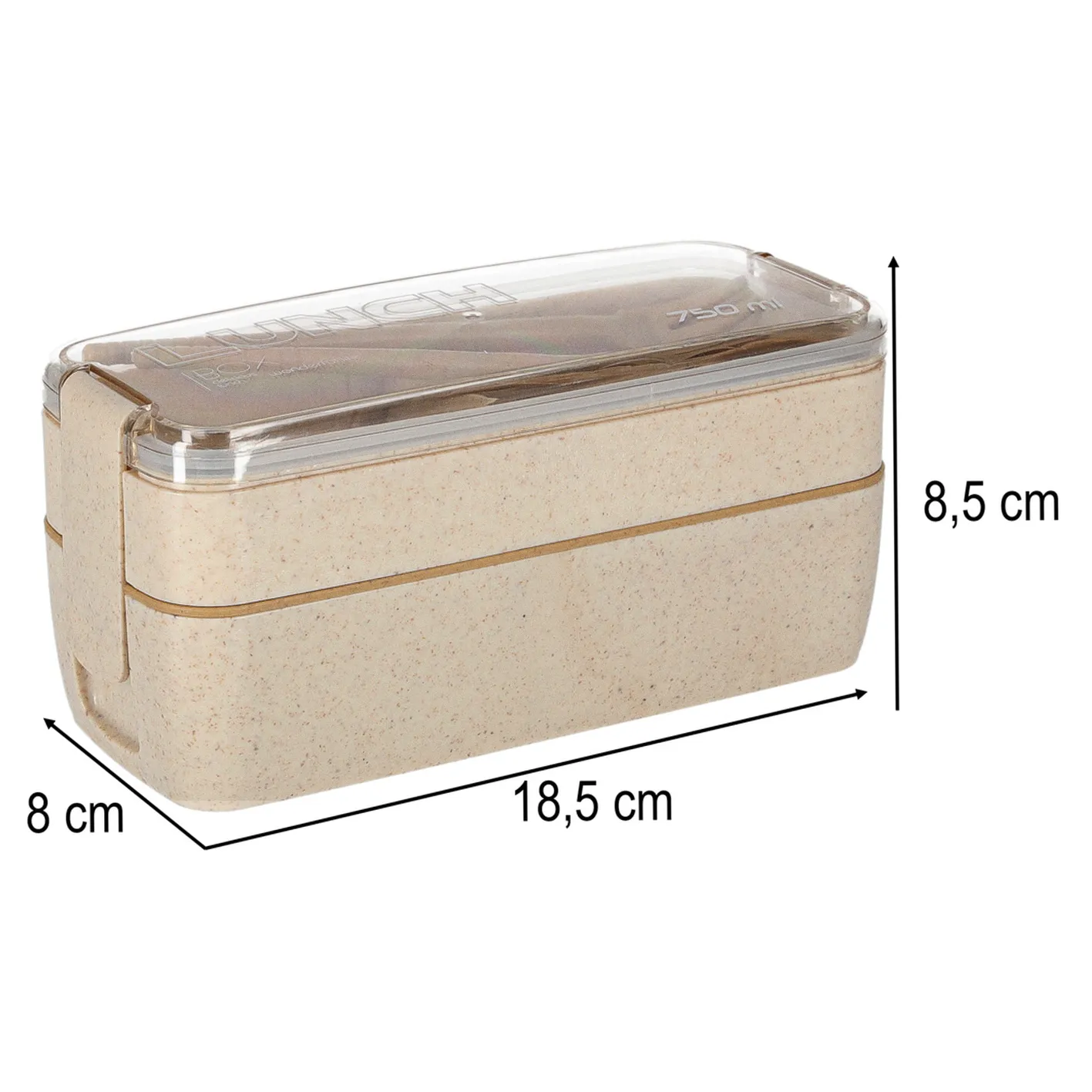 Lunch box śniadaniówka pudełko śniadaniowe z przegródkami dzielone 750ml beżowe - obrazek 12