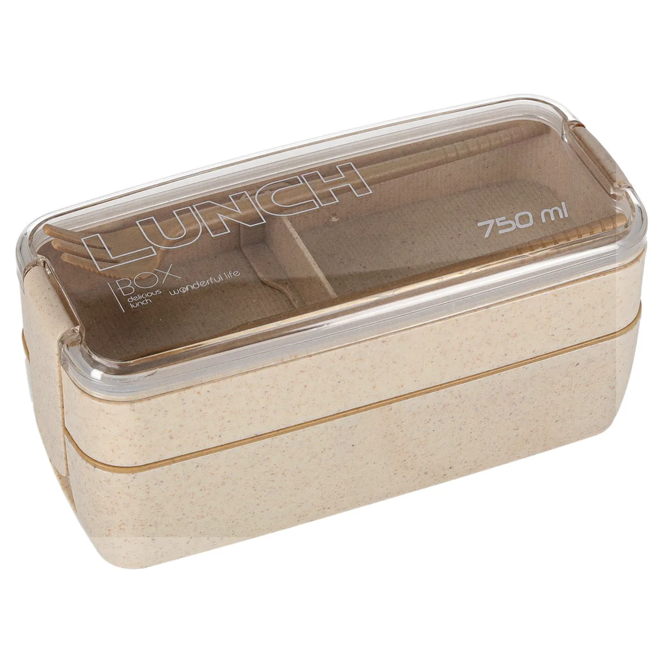 Lunch box śniadaniówka pudełko śniadaniowe z przegródkami dzielone 750ml beżowe