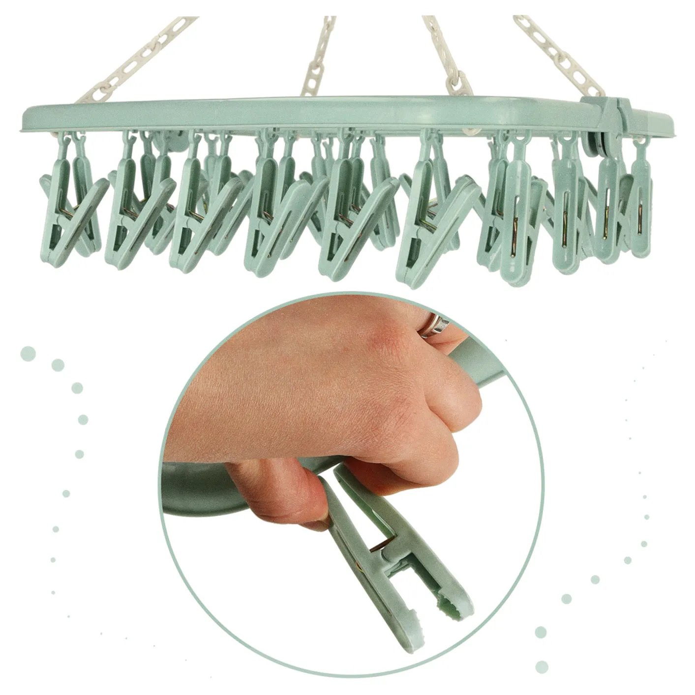 Wieszak suszarka na pranie na skarpetki bieliznę 32 klamerki niebieski - obrazek 5