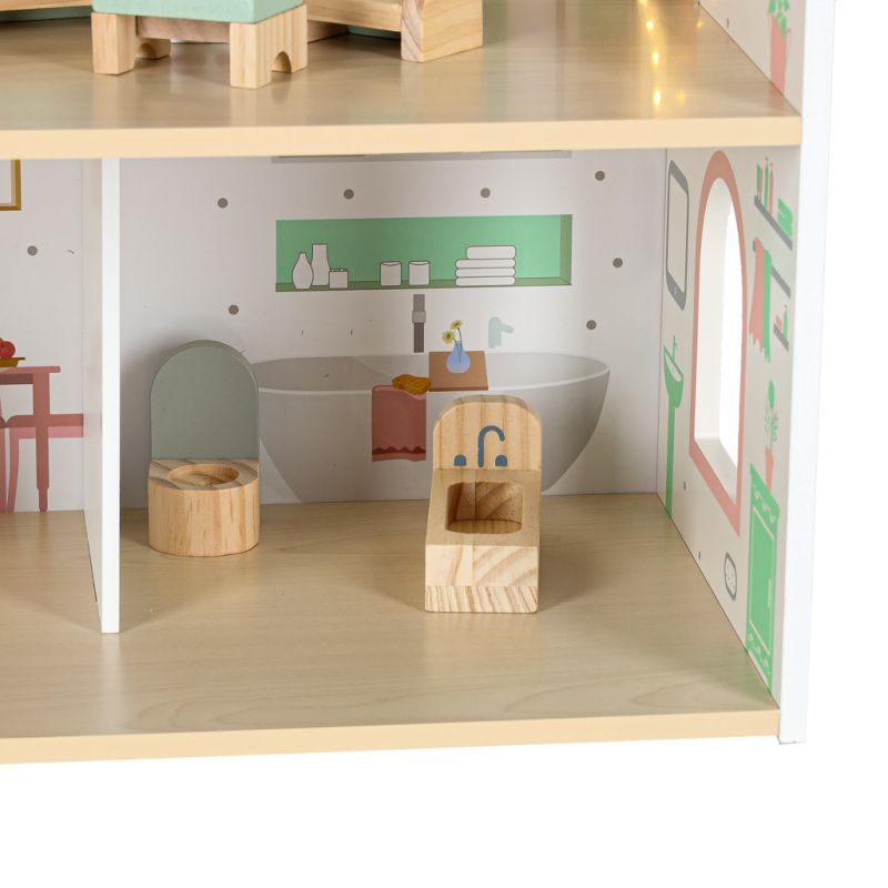 Domek dla lalek drewniany LULILO Peonio 70cm LED róż - obrazek 11