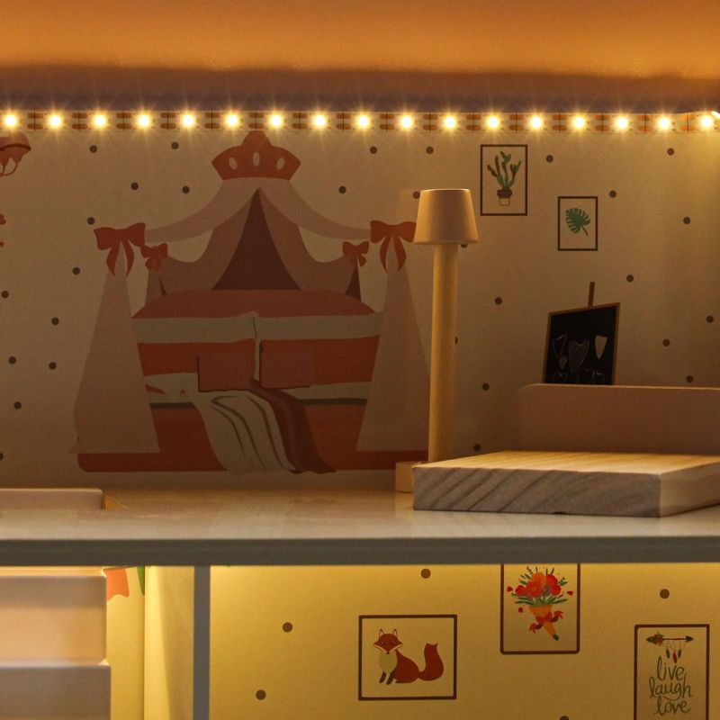 Domek dla lalek drewniany LULILO Peonio 70cm LED róż - obrazek 14