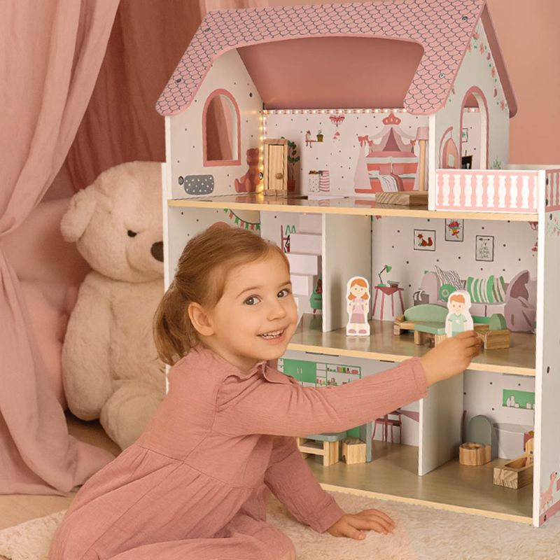 Domek dla lalek drewniany LULILO Peonio 70cm LED róż - obrazek 16