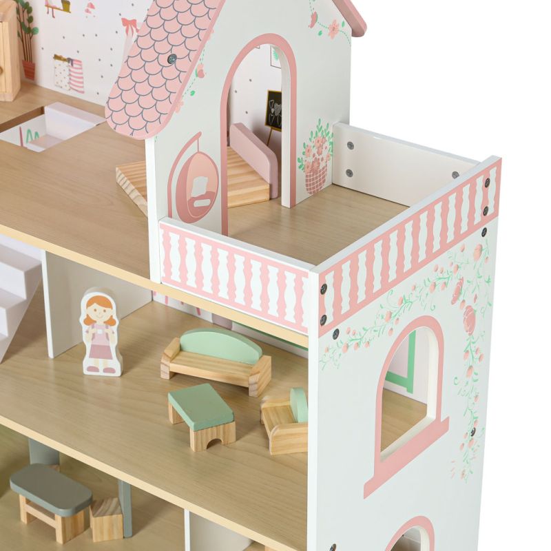 Domek dla lalek drewniany LULILO Peonio 70cm LED róż - obrazek 9