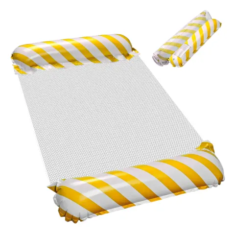 Materac dmuchany plażowy hamak wodny leżak fotel krzesło do pływania basenu żółty