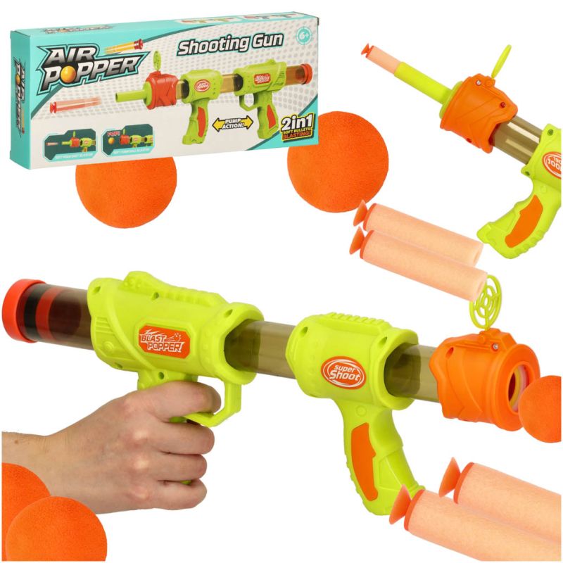 Pistolet na kulki karabin na piankowe naboje solidny dla dzieci gra 2w1 zielony - obrazek 9