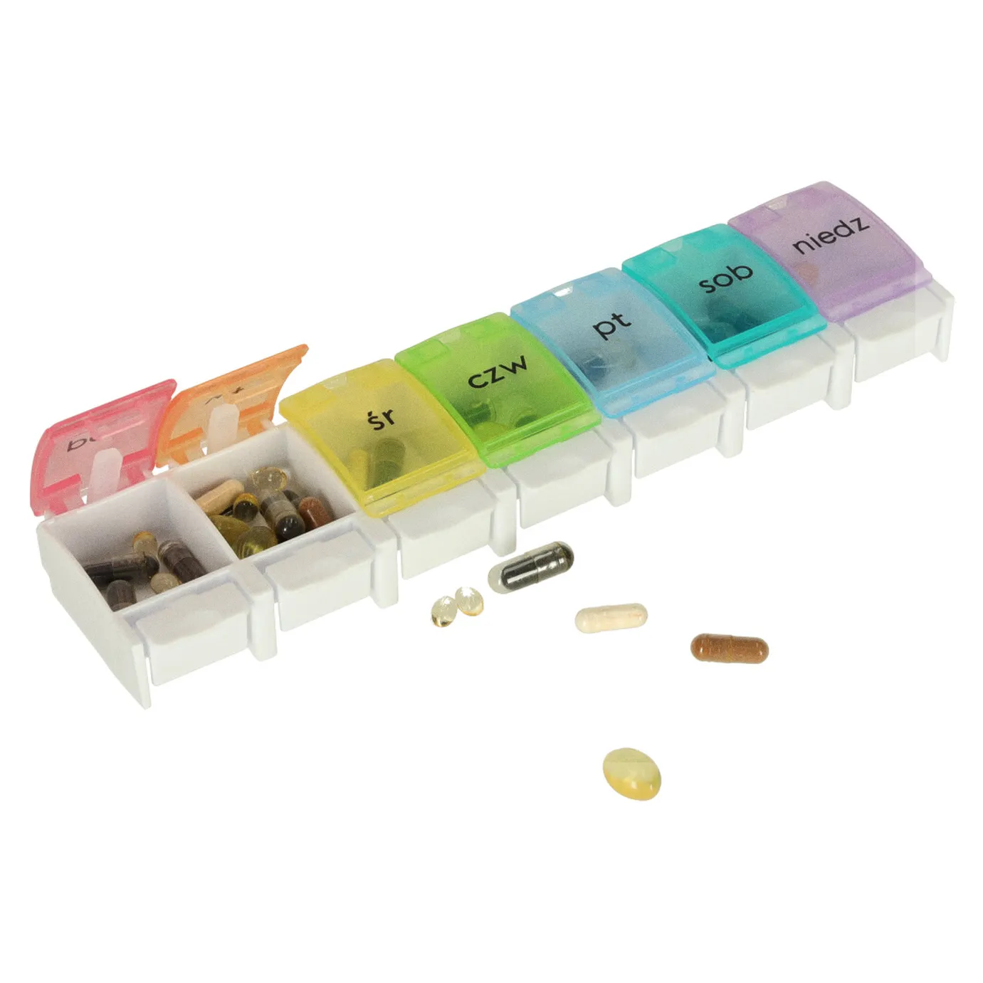 Pojemnik organizer na tabletki leki tygodniowy 7dni PL - obrazek 7