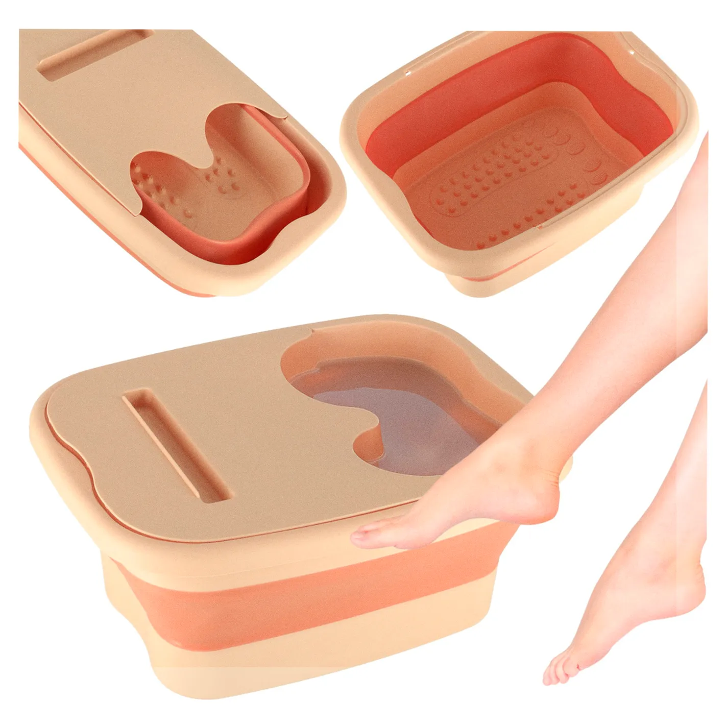 Miska do masażu mycia stóp nóg silikonowa składana wiadro z wypustkami