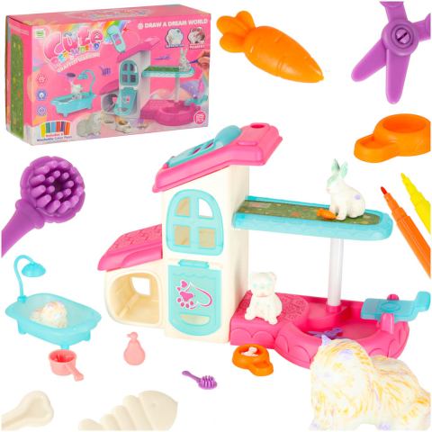 SPA dla zwierząt domek malowanie kąpanie zwierząt mazaki zmywalne akcesoria 26 elementów