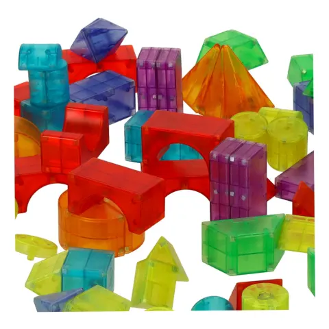 Klocki magnetyczne konstrukcyjne świecące elementy figury 3D 64 el.