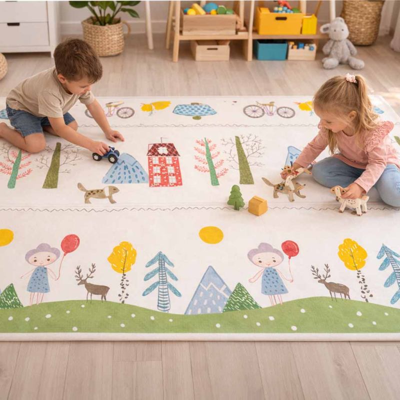 Mata edukacyjna piankowa dwustronna składana 150x200cm drzewa misie - obrazek 11