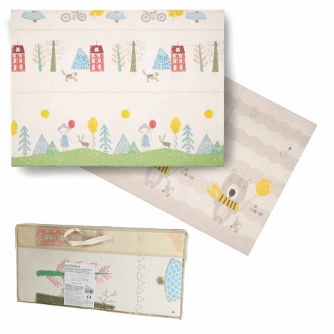 Mata edukacyjna piankowa dwustronna składana 150x200cm drzewa misie